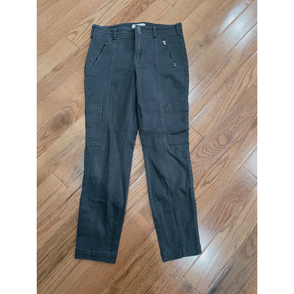 By Anthropologie Grey Cargo Utility Pants Slim Straight Leg Size 29 Zip Pockets
